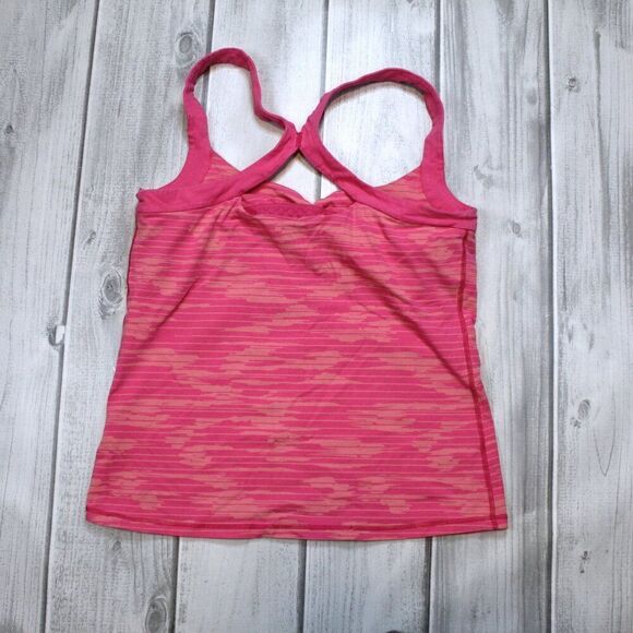 The North Face Tankini Top Womens XL Pink Yellow Striped Racerback - Picture 4 of 5